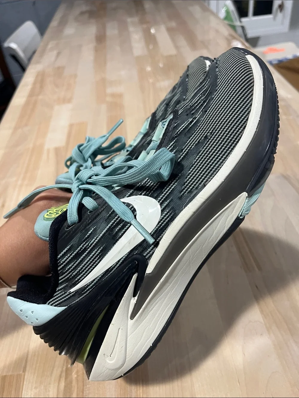Nike Black and Mint Low-Top Basketball Shoes